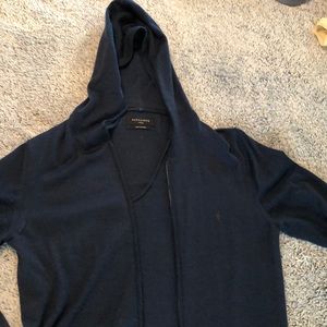 Men All Saints Merino wool lightweight zip hoodie